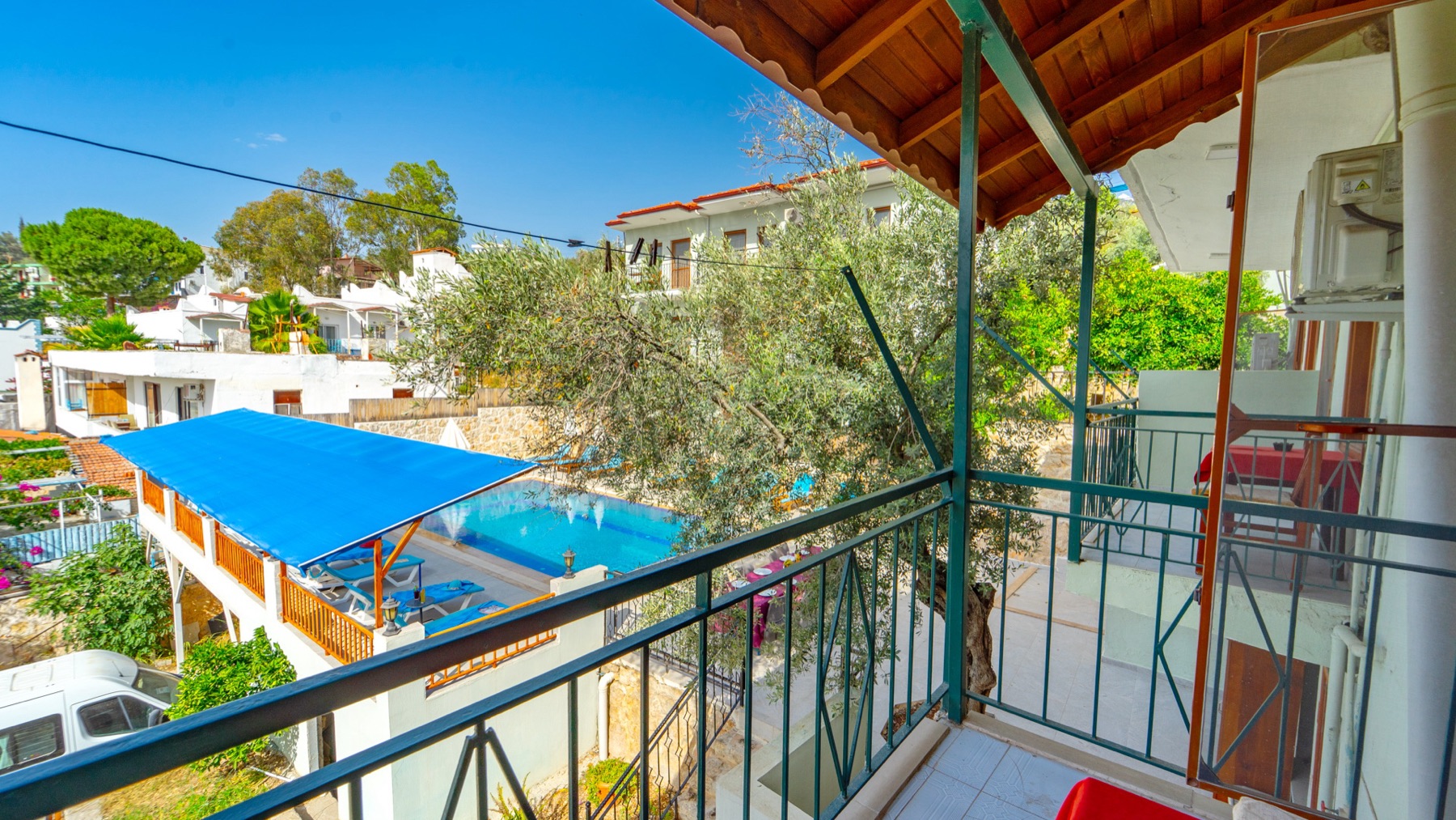 Balcony view towards the village and garden